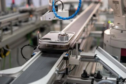 Industry 4.0 concept; artificial intelligence in smart factory prototype Stock Photos