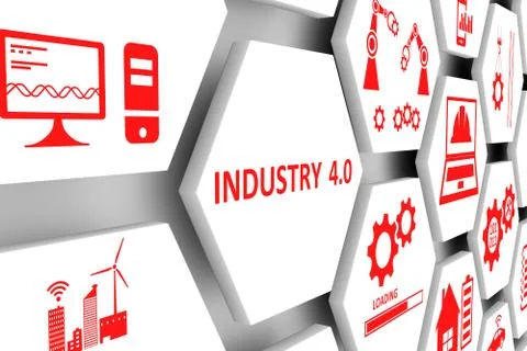 INDUSTRY 4.0 concept cell background 3d illustration Stock Illustration