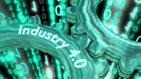 Industry 4.0 concept illustration with two gears Illustrazione stock