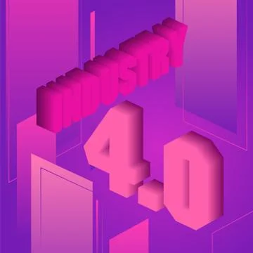 Industry 4.0 concept: typography design, illustration vector Stock Illustration