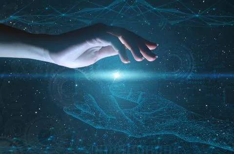 Industry 4.0 concept of using artificial intelligence to increase productivit Stock Photos