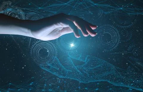 Industry 4.0 concept of using artificial intelligence to increase productivit Stock Photos