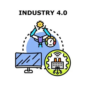 Industry 4.0 evolution connecting automation manufacturing and technology Stock Illustration