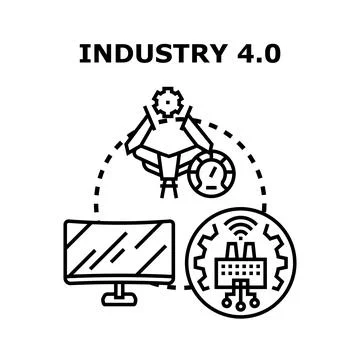 Industry 4.0 evolution connecting automation manufacturing and technology Stock Illustration