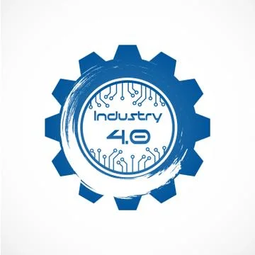Industry 4.0 in Involute gear with Dot line system. Business and Automation p 스톡 일러스트