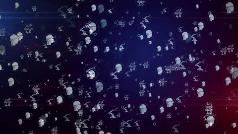 Industry 4.0 symbols digital loopable background Video stock 125728231