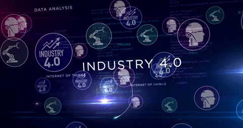 Industry 4.0 symbols loop Stock Footage 124689873