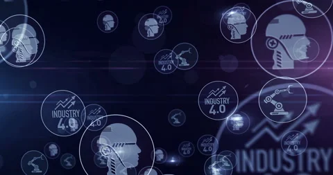 Industry 4.0 symbols loop Stock Footage 124752909
