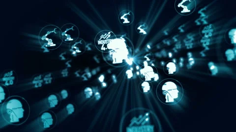 Industry 4.0 symbols seamless loop Stock Footage 131025571