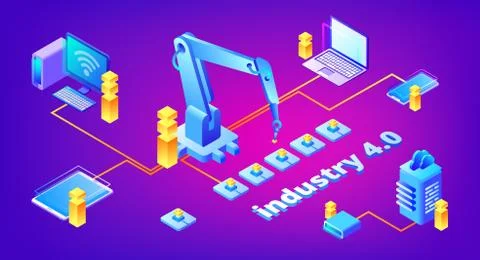 Industry 4.0 technology vector illustration Stock Illustration