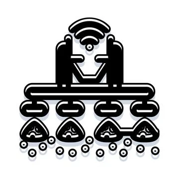 Industry 4.0 wireless communication connecting smart factory machines Stock Illustration