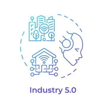 Industry 5.0 blue gradient concept icon Stock Illustration