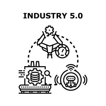 Industry 5.0 connecting automation, data, and smart technology Stock Illustration