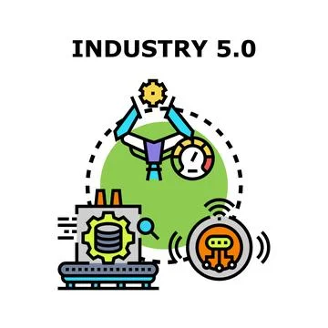 Industry 5.0 connecting automation, data, and smart technology Stock Illustration
