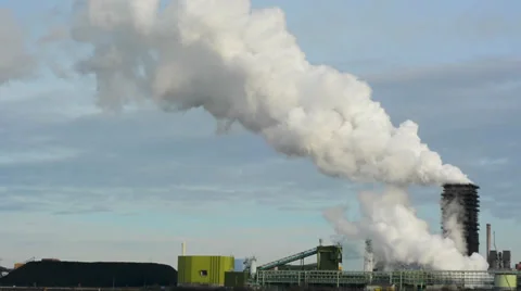 Industry with active cooling tower Stock Footage 33802348