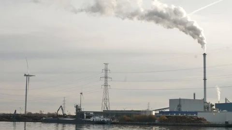 Industry alogside canal Stock Footage 100808021