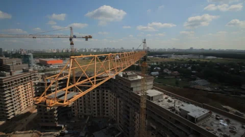 Industry and development. Construction of high-rise buildings.Aerial shots Stock Footage 45595748