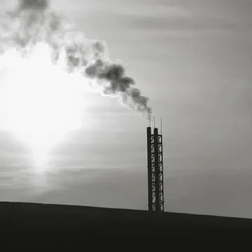 Industry and environmental problems concept - smoke from pipes plant silhouet Stock Photos