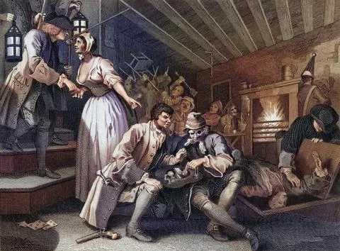 Industry and Idleness The idle prentice betrayed by a prostitute From the Stock Illustration