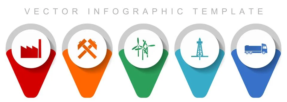 Industry and technology pointer collection, miscellaneous icons such as facto Stock Illustration