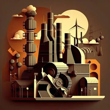 Industry and technology, vector illustration, Made by AI,Artificial intelli.. Stock Illustration