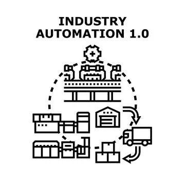 Industry automation concept improving production and logistics efficiency Stock Illustration