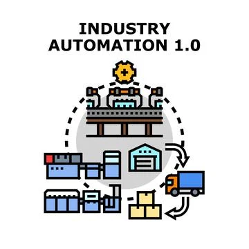 Industry automation concept improving production and logistics efficiency Stock Illustration