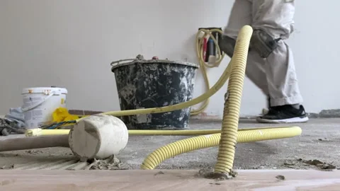 Industry background. Construction site. Technician worker work on constructio Stock Footage 154880159