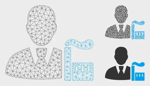 Industry Capitalist Vector Mesh Carcass Model and Triangle Mosaic Icon 库存插图