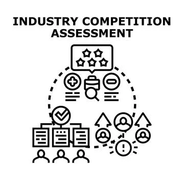 Industry competition assessment concept analyzing market strategy Stock Illustration