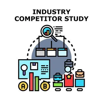 Industry competitor study analysis and market research Stock Illustration