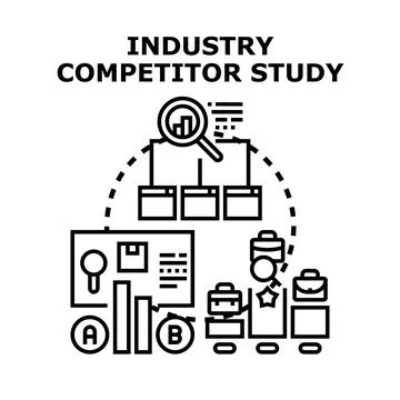 Industry competitor study analysis and market research Stock Illustration