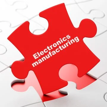 Industry concept: Electronics Manufacturing on puzzle background Stock Illustration