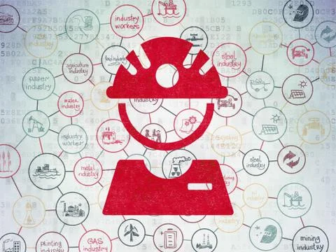 Industry concept: Factory Worker on Digital Data Paper background Stock Illustration