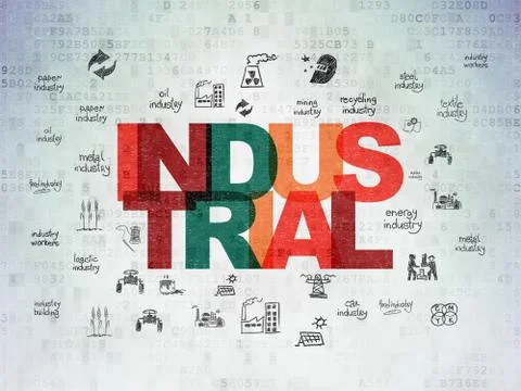 Industry concept: Industrial on Digital Data Paper background Illustrazione stock