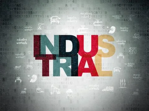 Industry concept: Industrial on Digital Data Paper background Illustrazione stock
