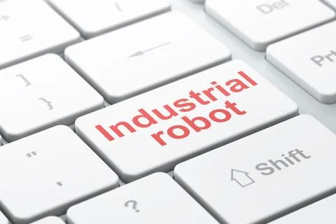 Industry concept: Industrial Robot on computer keyboard background 스톡 일러스트