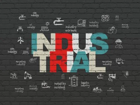 Industry concept: Industrial on wall background Illustrazione stock