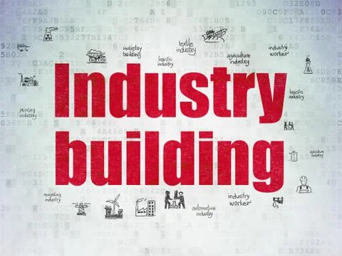 Industry concept: Industry Building on Digital Data Paper background Ilustración de archivo