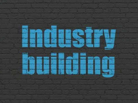Industry concept: Industry Building on wall background Ilustración de archivo
