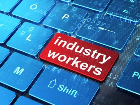 Industry concept: Industry Workers on computer keyboard background イラスト素材