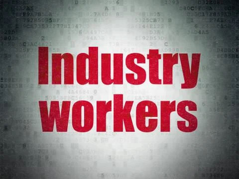 Industry concept: Industry Workers on Digital Data Paper background 스톡 일러스트