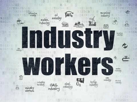 Industry concept: Industry Workers on Digital Data Paper background Illustrazione stock