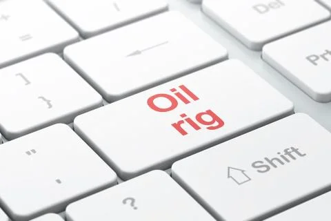 Industry concept: Oil Rig on computer keyboard background 스톡 일러스트