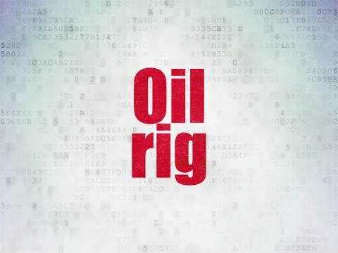 Industry concept: Oil Rig on Digital Data Paper background イラスト素材