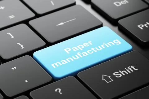 Industry concept: Paper Manufacturing on computer keyboard background Illustrazione stock