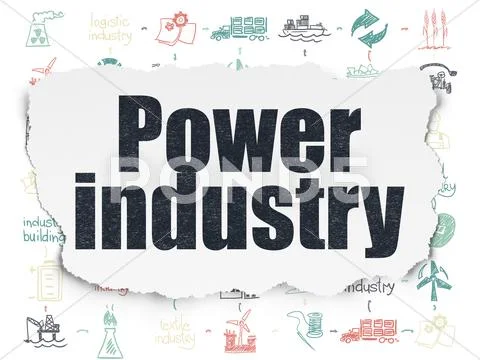 Industry Concept: Power Industry On Torn Paper Background