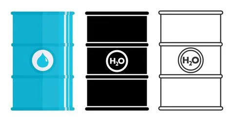 Industry concept. Set of different metal barrels for liquid substances Stock Illustration