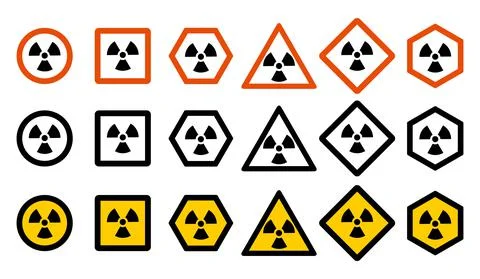 Industry concept. Set of different radiation hazard signs for your web site Illustrazione stock