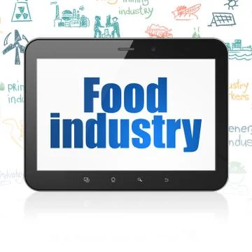 Industry concept: Tablet Computer with Food Industry on display Illustrazione stock